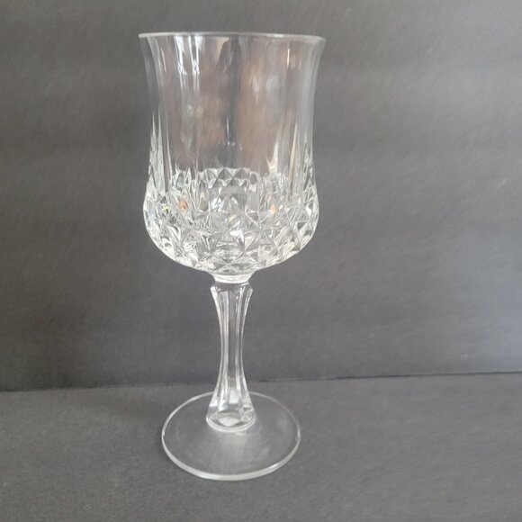 Cristal D'arques Set Of 4 Clear Crystal Cut Stemmed Wine Glasses 8" Longchamp - Picture 3 of 8